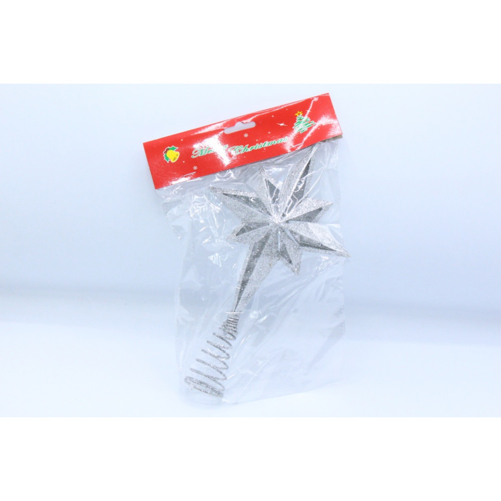 Ամանորյա աստղ գագաթ արծաթափայլ պլաստիկ 25*15սմ-ոց