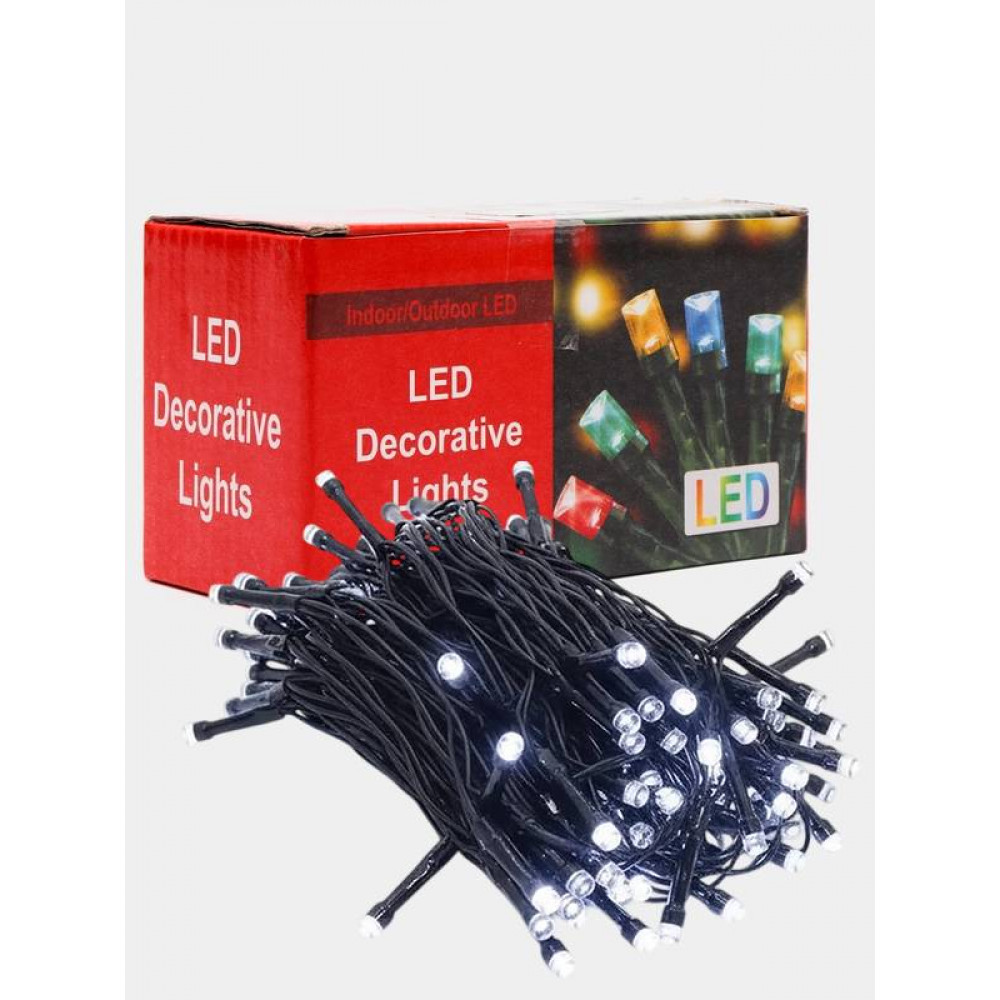 Լույս ամանոր 500 լամպ LED, սպիտակ երանգ, մուգ կանաչ մետաղալար, 35մ-ոց երկարացման հնարավորությամբ