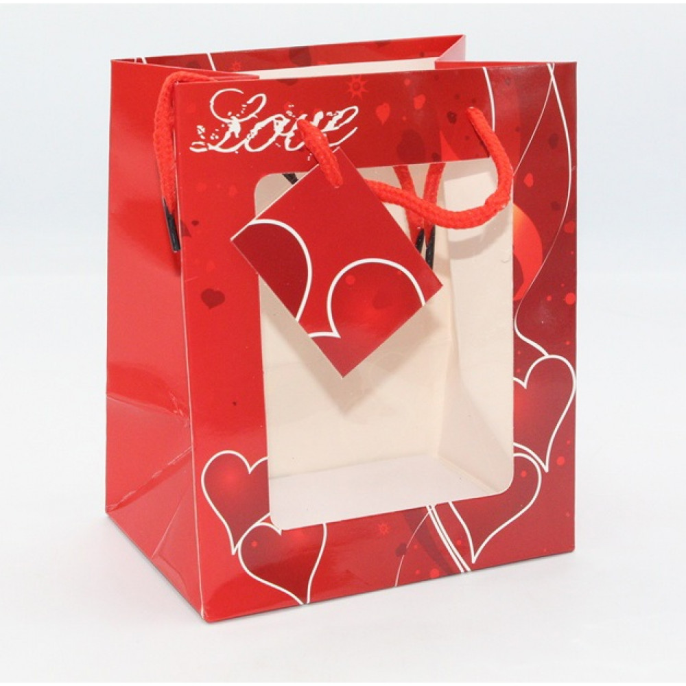 Թղթե նվերի տոպրակ 12հ-ոց, թափանցիկ երեսով