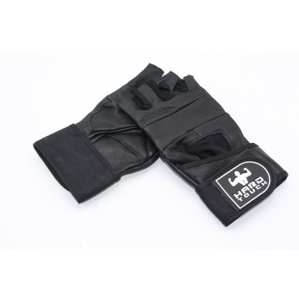 Ձեռնոց մարզման ֆիթնեսի Hard Touch սև կաշվե