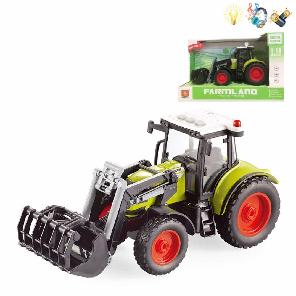 Խաղալիք մեքենա գյուղատնտեսական տրակտոր լույսով, երաժշտությամբ 1։16 մաշտաբի, իներցիոն