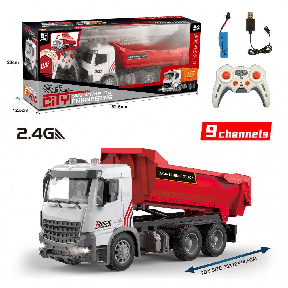 Մեքենա Ինքնաթափ բեռնատար հեռակառավարման վահանակով USB-մալուխով, մարտկոցով