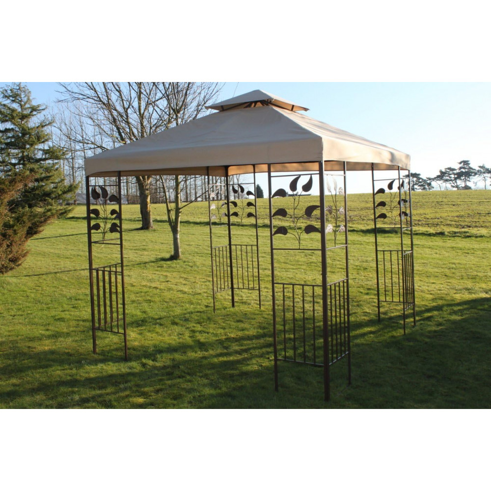 Պարտեզային տաղավար մետաղե հիմքով կտորե տանիքով 3*3մ-ոց 2-գույն բեժ և մոխրագույն, ութանկյուն