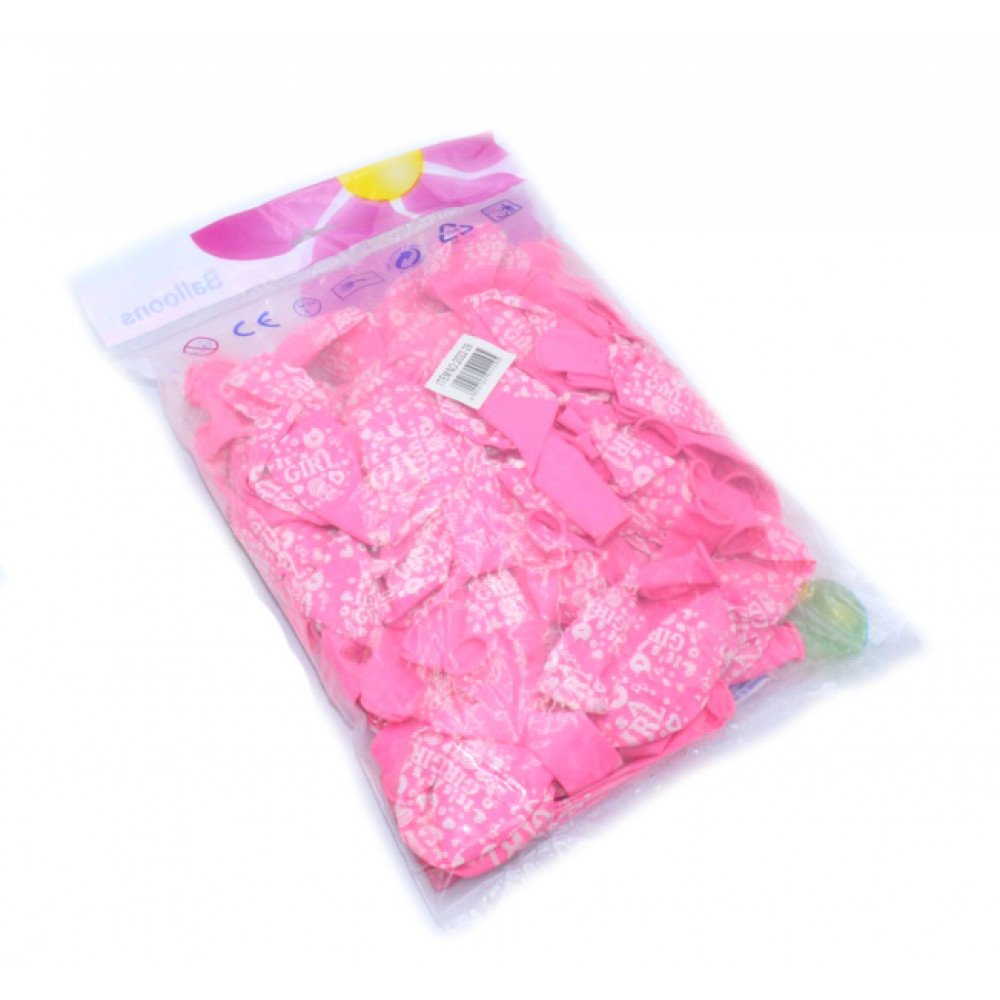 Փուչիկ 100հ-ոց 12" 2,8գր, վարդագույն, YuHang, It`s A GIRL