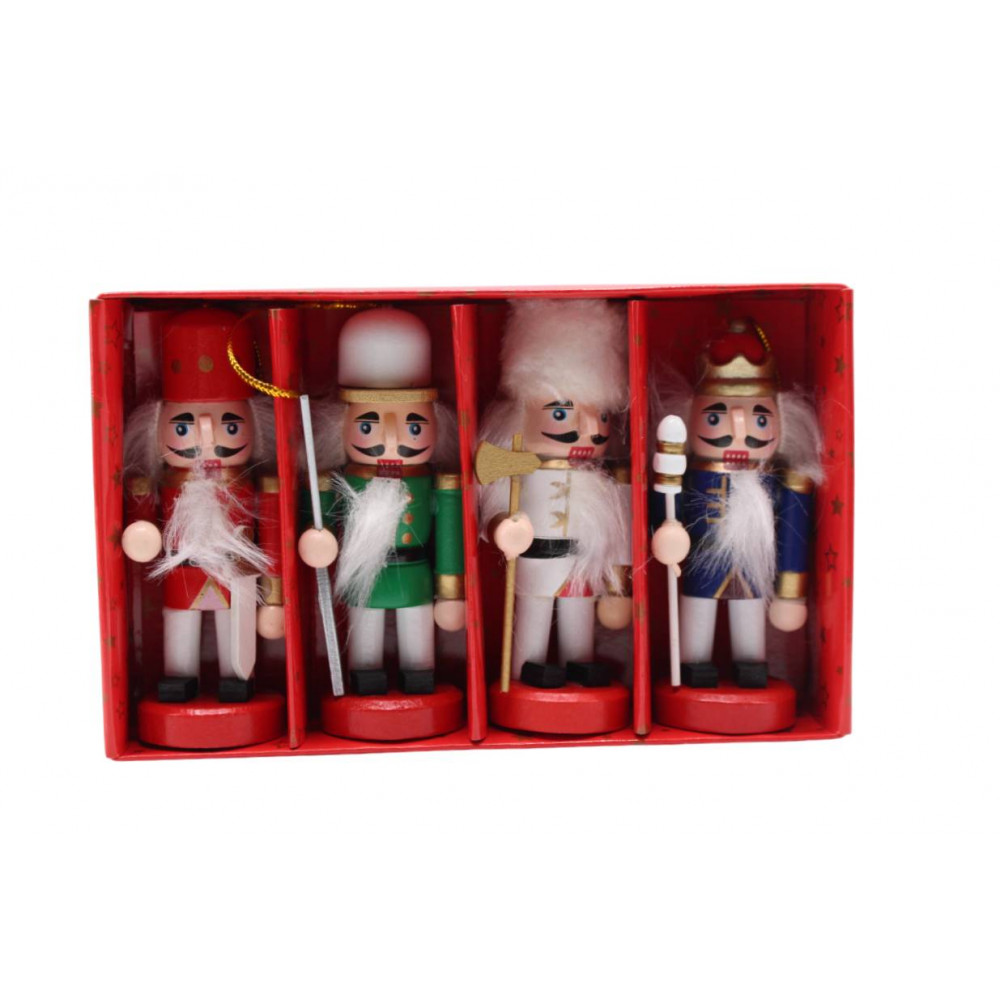 Սուրբ Ծննդյան փայտե մարդուկներ (Щелкунчик) 4հ-ոց տուփով, 10սմ-ոց ամանորյա զարդ