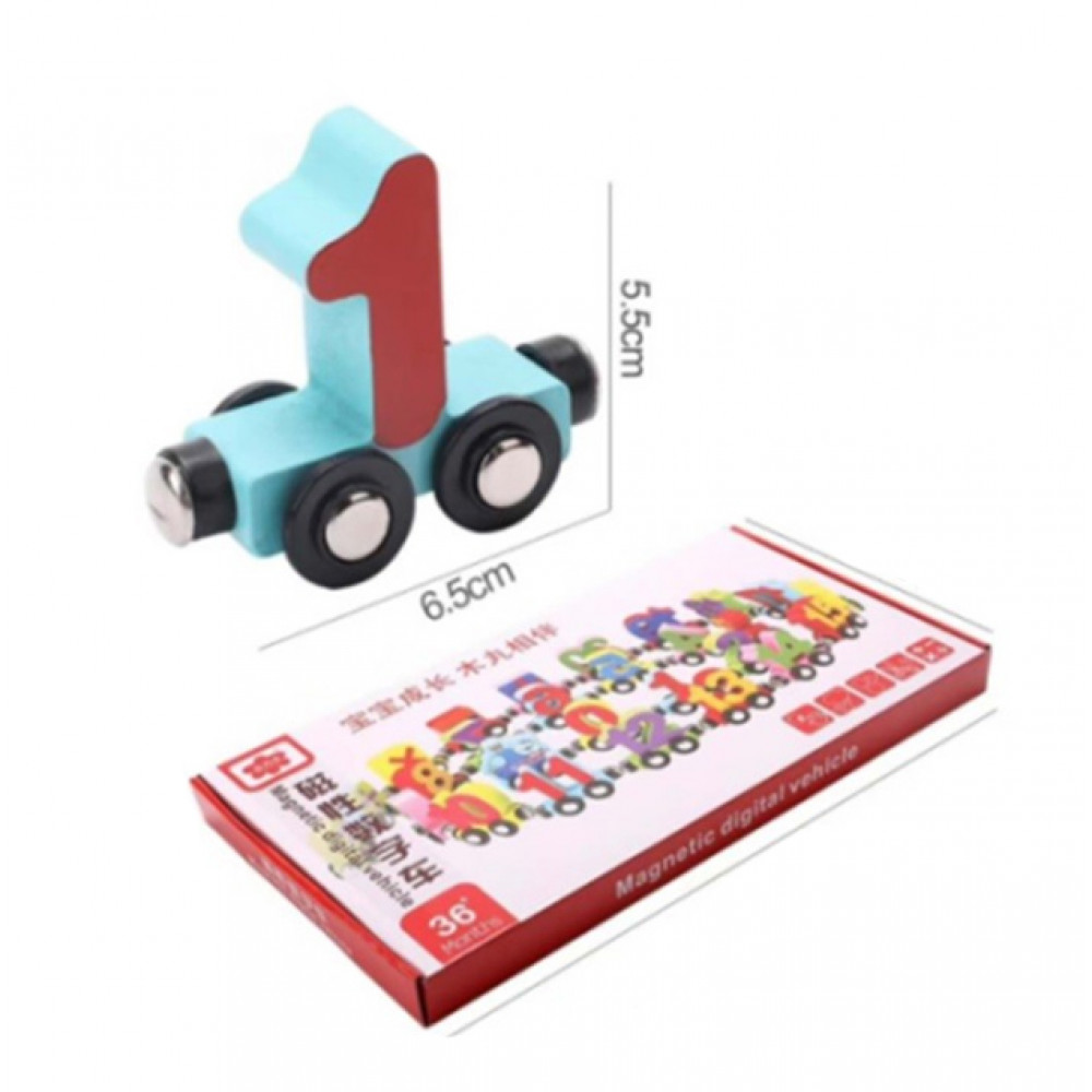 Փայտե խաղալիք մեքենաների հավաքածու թվային, մագնիտե մաթեմաթիկական լուծումներով