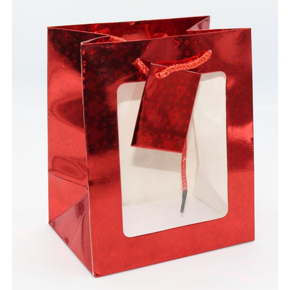 Թղթե նվերի տոպրակ 12հ-ոց, թափանցիկ երեսով