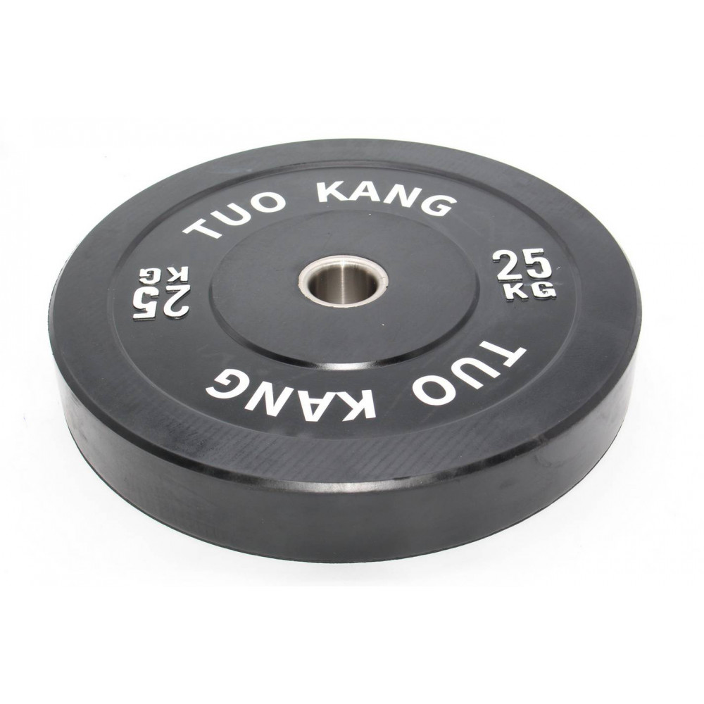 Մարմնամարզական ծանրաքար ռետինապատ սև սպիտակով TUO KANG&HOT LIFE 25կգ-ոց քաշով