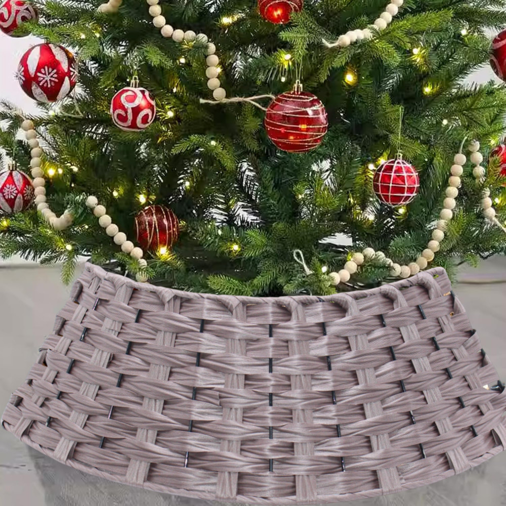 Ամանորյա տոնածառի ոտքի զարդարման կիսակոր շրջանակ 40*60*16սմ PP նյութից, սուրճի գույն