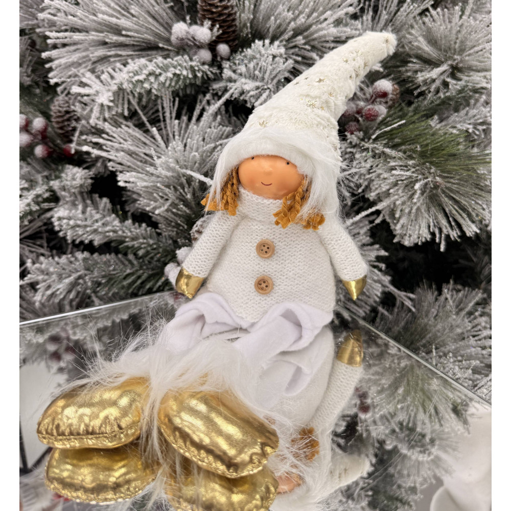 Ամանորյա զարդարանք տիկնիկ հրեշտակ նստած, 46սմ