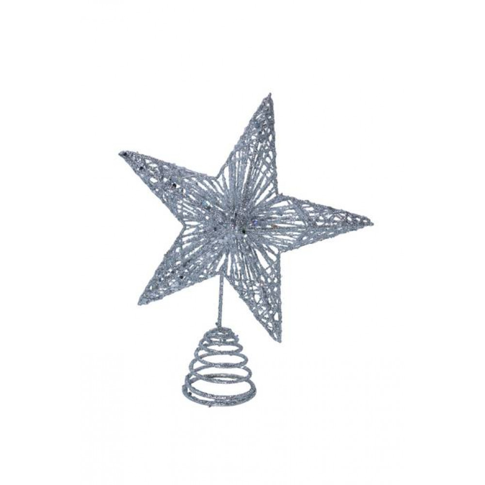 Ամանորյա աստղ գագաթ մետաղալարով, արծաթափայլ 30*33սմ