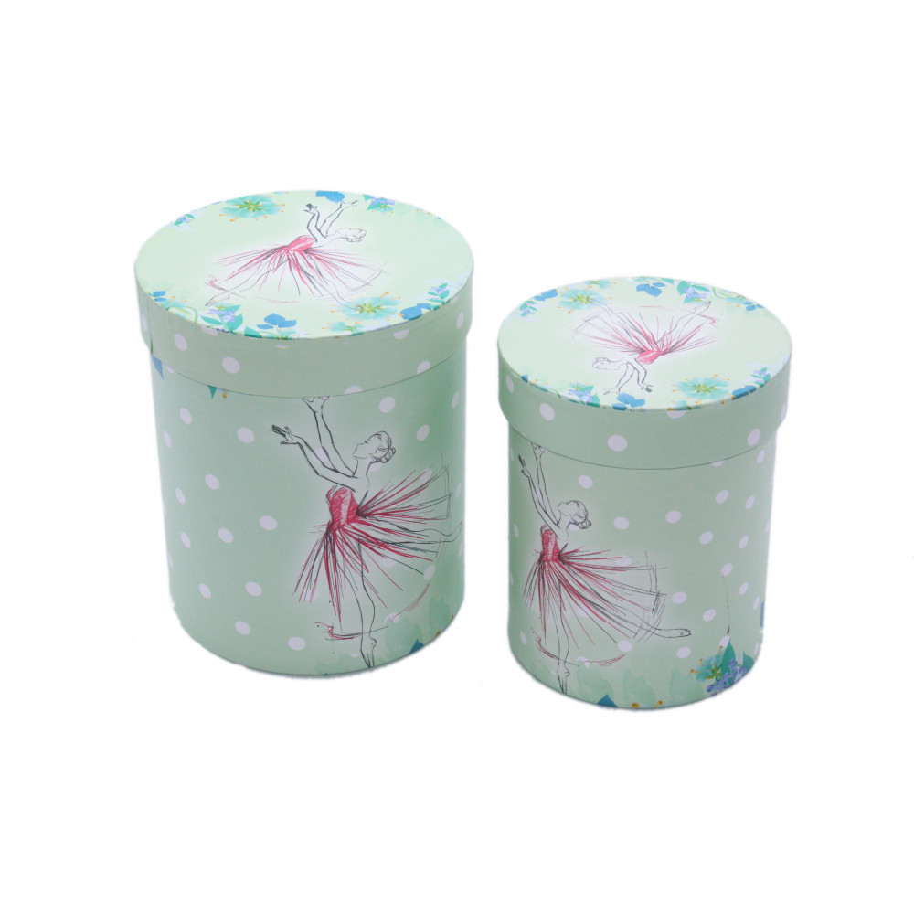 Նվերի տուփ 2հ-ոց կլոր, իր թել բռնակով