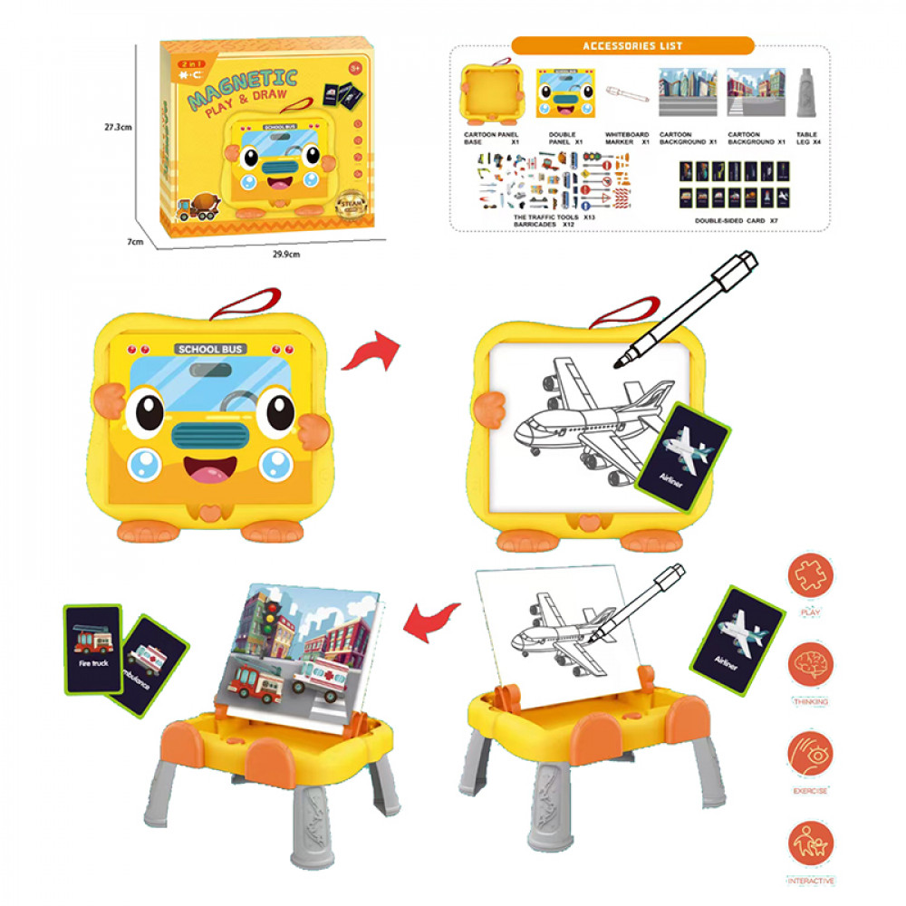 Մանկական մագնիսական խաղ գրատախտակ տրանսպորտային երթեվեկություն