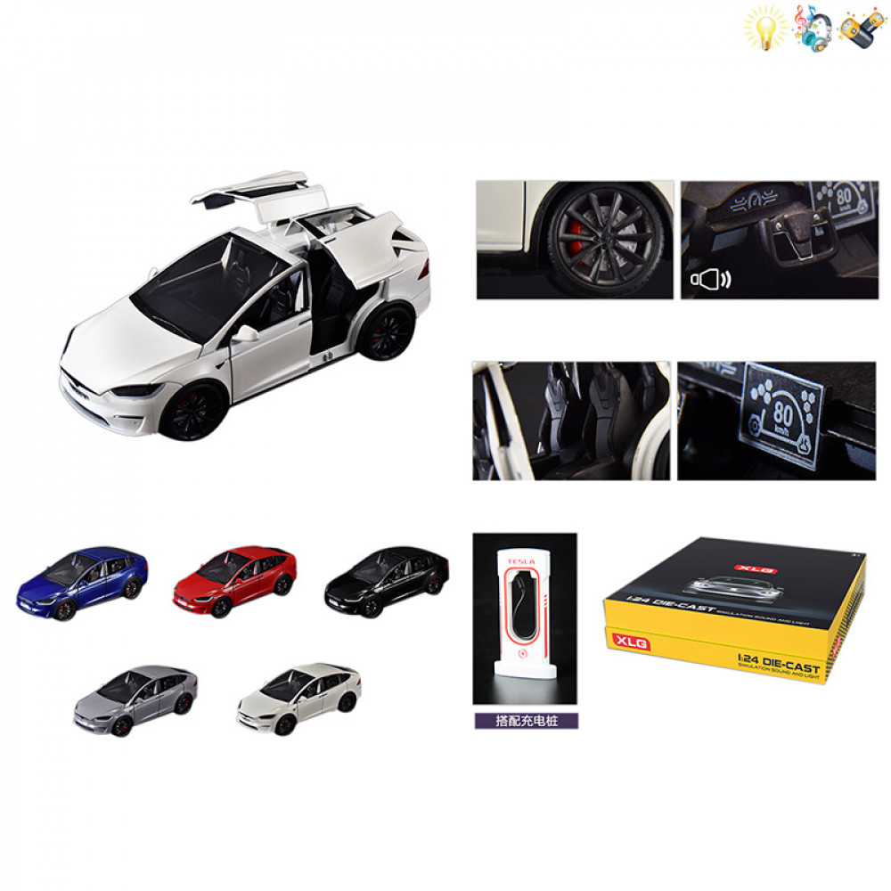 Մեքենա մետաղե մոդել Tesla իր լիցքավորման կայանով