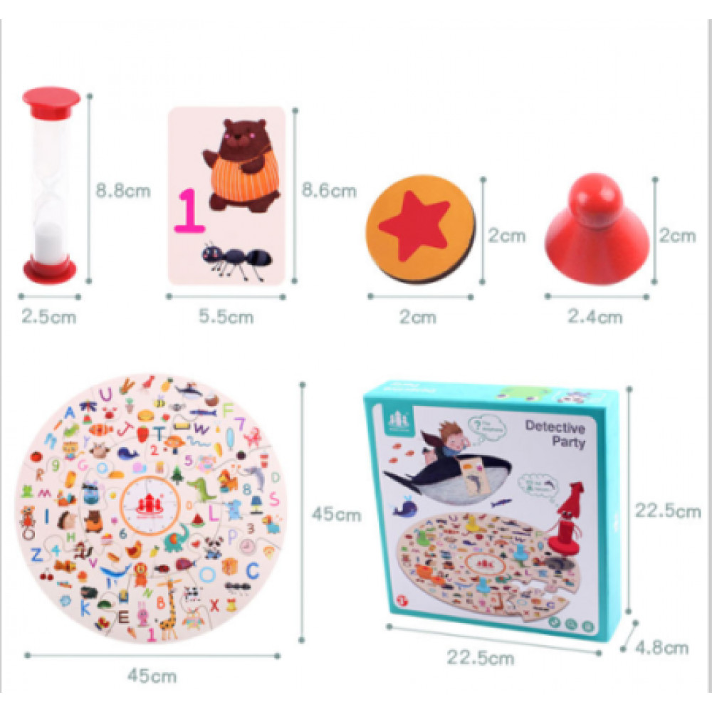 Խաղալիք փայտե փազլ կլոր շրջանակ մեծ պատկերներով