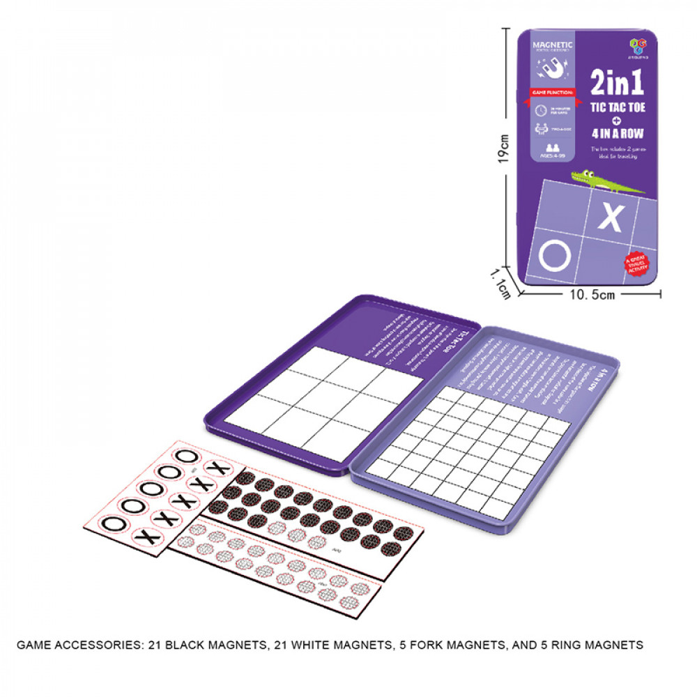 Խաղ մանկական մագնիտե մետաղե տուփով Крестики-нолики փոքր