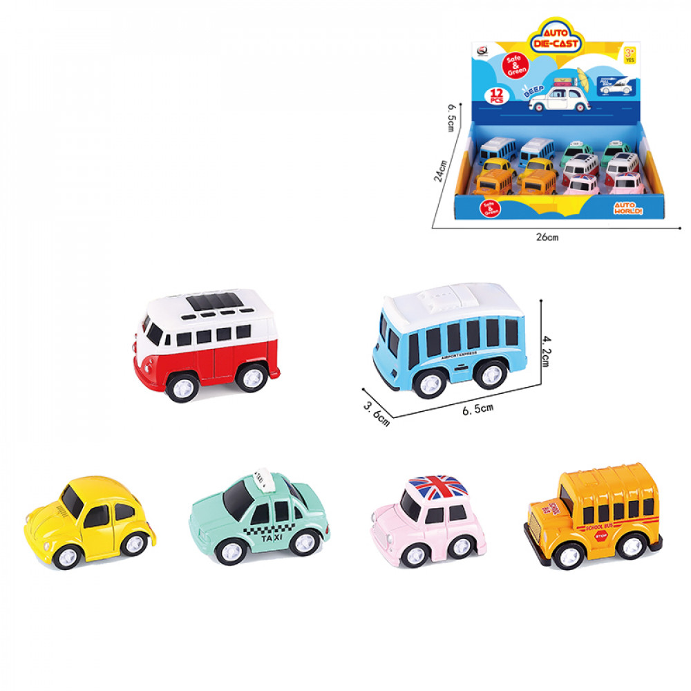 Մեքենա մետաղե 12հ-ոց տուփով 6ոճի, փոքր