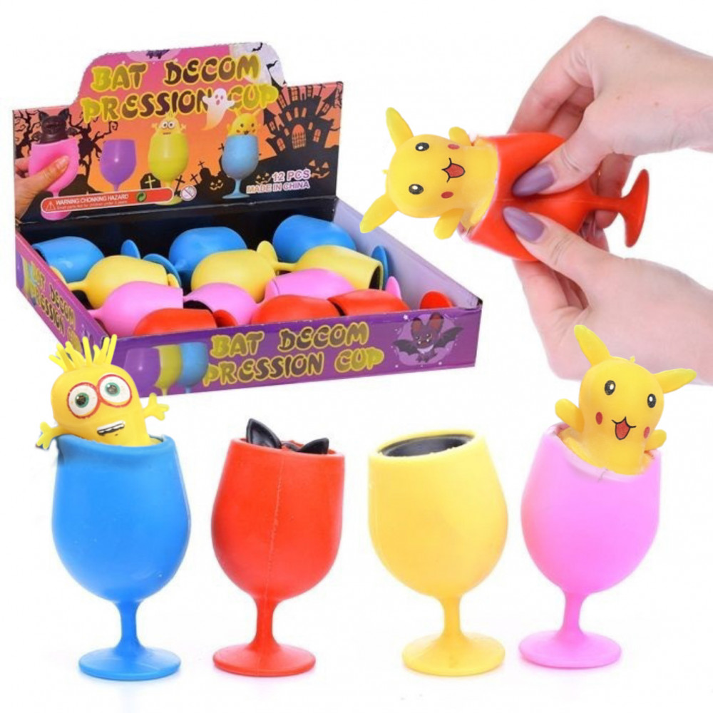 Խաղալիք ռետինե հակասթրես 12հ-ոց տուփով, բաժակ պիկաչոյով