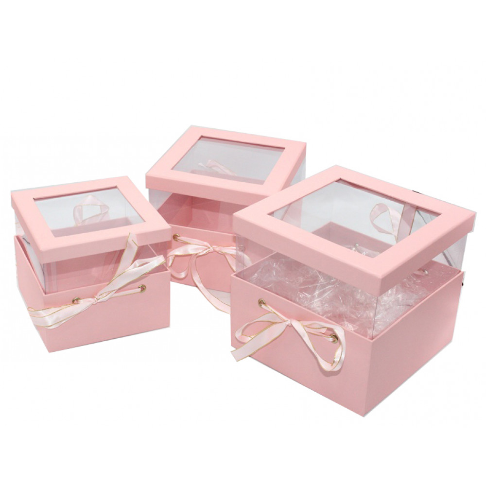 Նվերի տուփ 3հ-ոց, քառանկյուն թափանցիկ երեսով