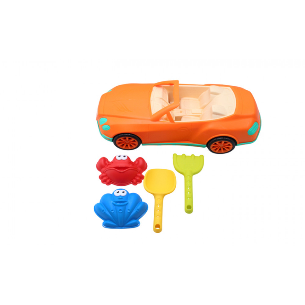 Մեքենա կաբռիալետ իր բահի և խաղալիքների հավաքածույով, ավազով խաղալու համար 40սմ-ոց