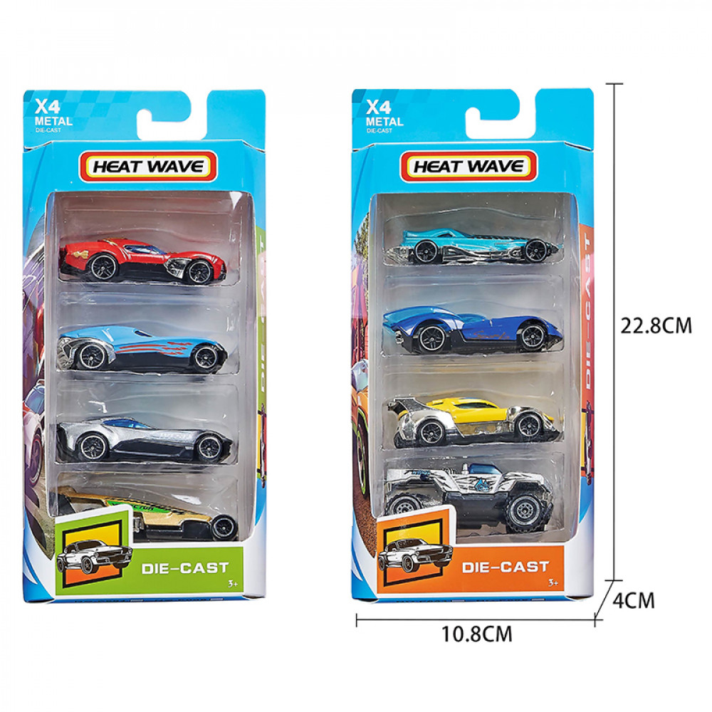 Մետաղե մեքենաների հավաքածու 4հ-ոց տուփով 2ձև մոդելի 1։64