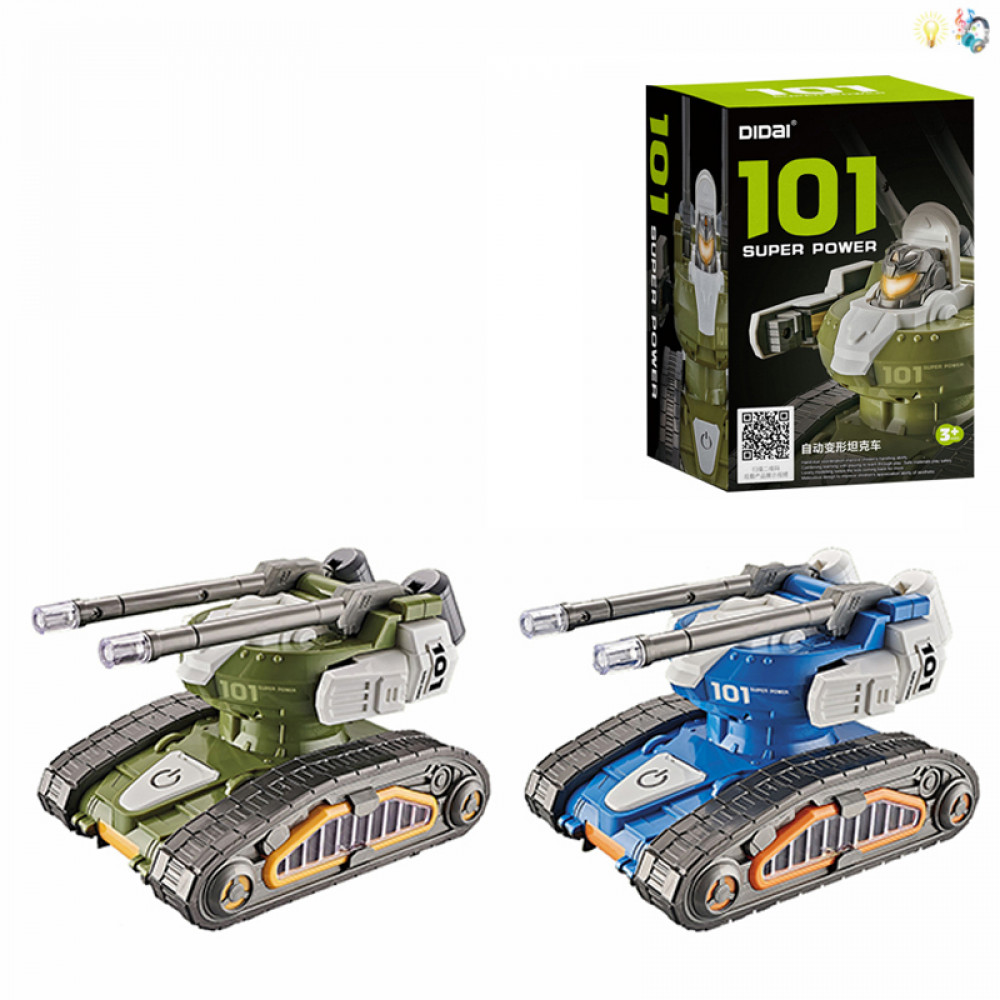 Խաղալիք տանկ էլ․մարտկոցով երաժշտական լույսային էֆեկտներով, կերպարանափողվող