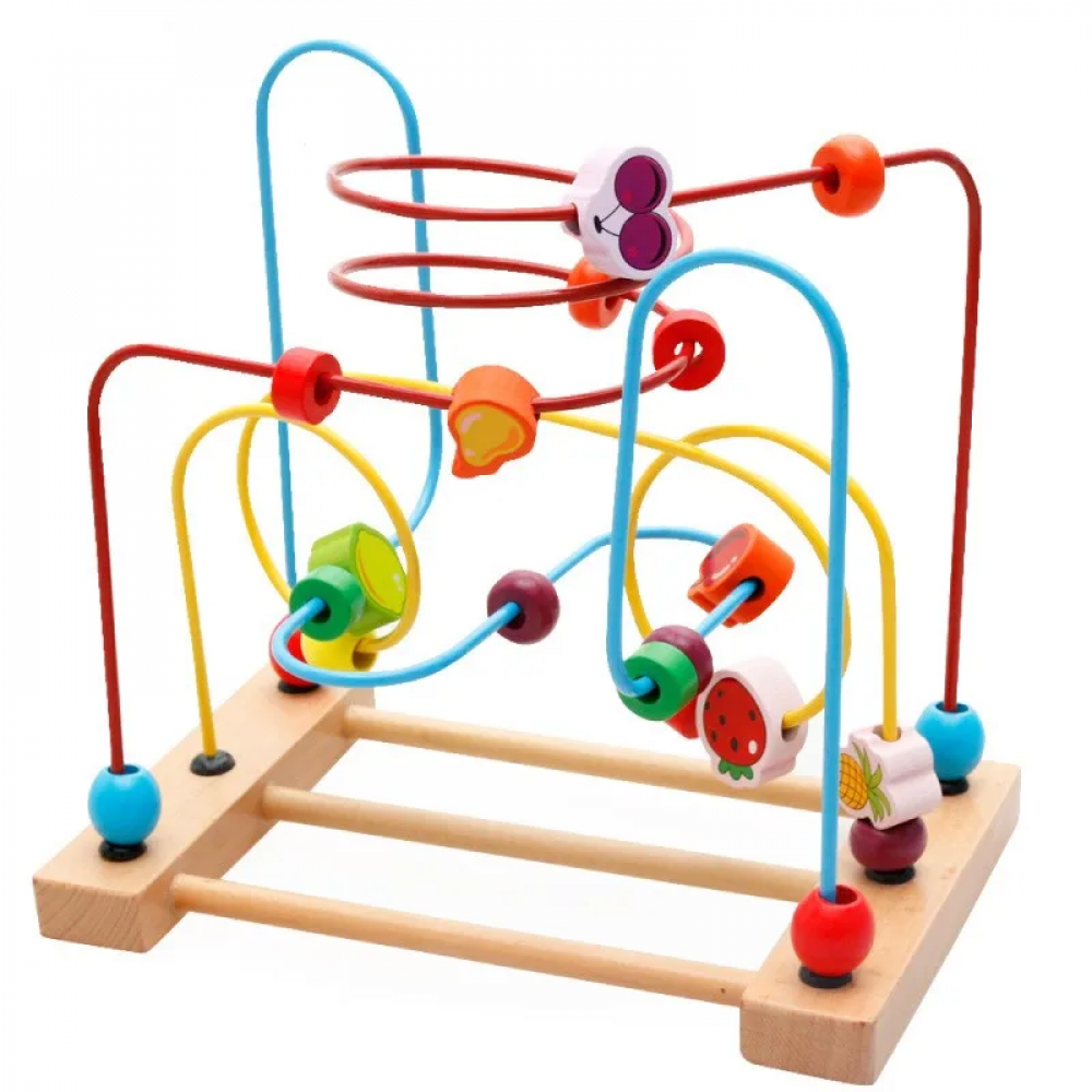 Խաղալիք փայտե մանկական խաղային հավաքածու պտտվող գնդիկներով