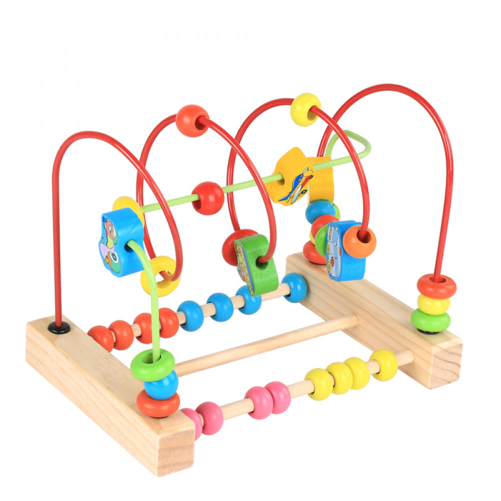 Խաղալիք փայտե մանկական խաղային հավաքածու պտտվող գնդիկներով հաշվիչով