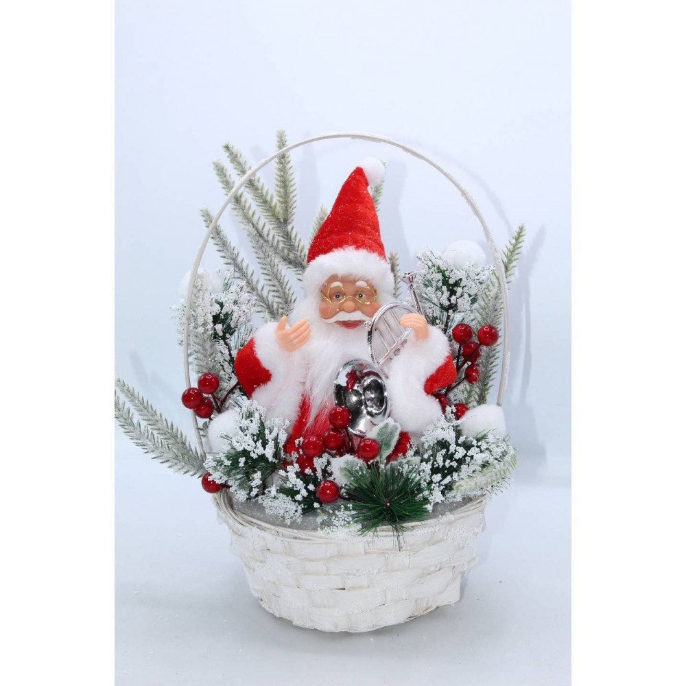 Սուրբ Ծննդյան զարդարանք զամբյուղ 35*20սմ, ձմեռ պապով