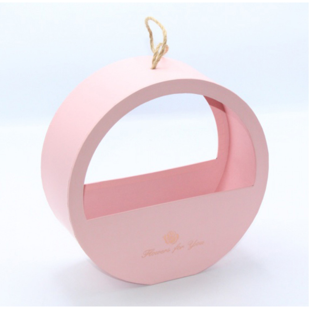 Ծաղկի և նվերի տուփ կլոր 1հ-ոց իր թել բռնակով, գույնը վարդագույն /25x24.6x10սմ