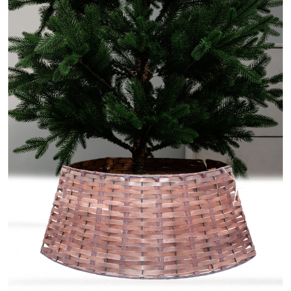 Ամանորյա տոնածառի ոտքի զարդարման կիսակոր շրջանակ 50*67*24սմ PP նյութից մուգ սուրճի գույն