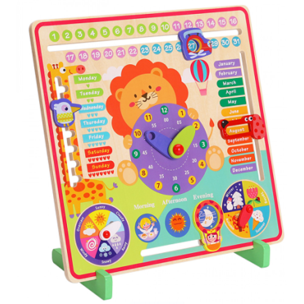 Փայտե խաղալիք, պազլ ինտերակտիվ ճանաչելություն օր, օրացույց, ժամանակացույց և ամիս մագնիտե