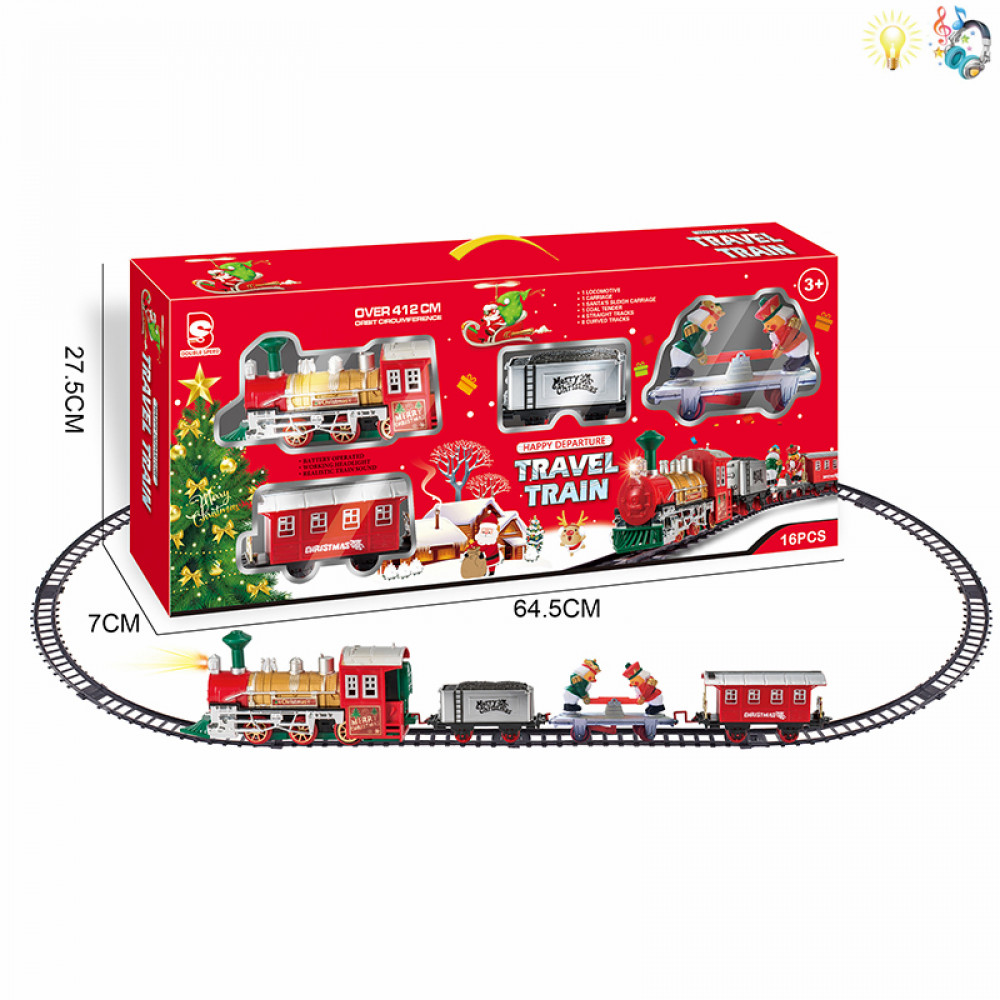 Մանկական գնացք ռեյլսով երաժշտական էլ-սնուցմամբ իր հավաքածույով 16-կտոր