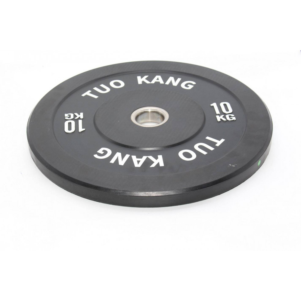 Մարմնամարզական ծանրաքար ռետինապատ սև սպիտակով TUO KANG&HOT LIFE 10կգ-ոց քաշով