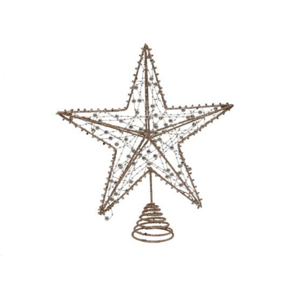 Ամանորյա աստղ գագաթ մետաղալարով, շամպայնի գույն 25*30սմ