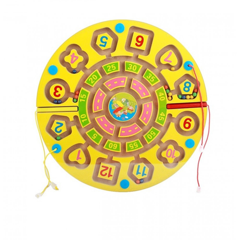 Փայտե խաղ 29սմ-ոց լաբիրինթ իր մագնիսական երկու գրիչով, թվային շրջանակ