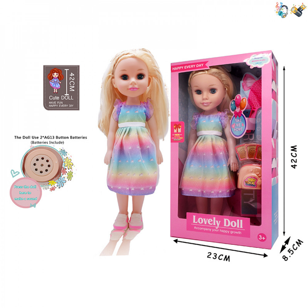 Տիկնիկ Lovely Doll տուփով սանրով հավաքածույով 46սմ-ոց ձայնով երաժշտական 4D