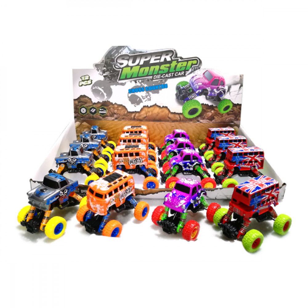 Մեքենա մետաղյա մոդել 4ձևի տրանսպորտ բարձր ամորտիզացիա անիվներով, կոլեկցիոն