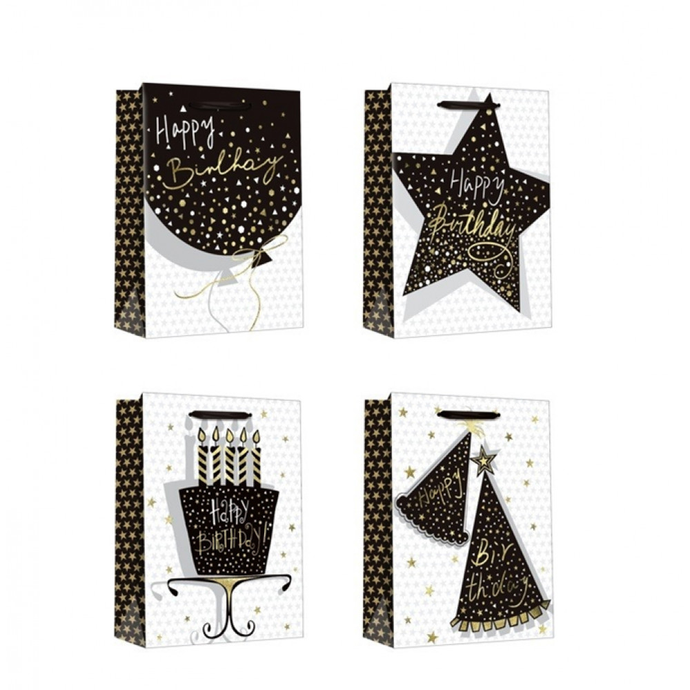 Թղթե տոպրակ 12հ-ոց 18*23*10սմ, (Happy Birthday) 4ձև