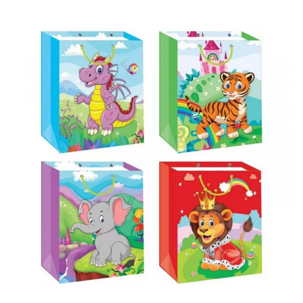 Թղթե տոպրակ 12հ-ոց 18*23*10սմ, մանկական 4ձև 3D