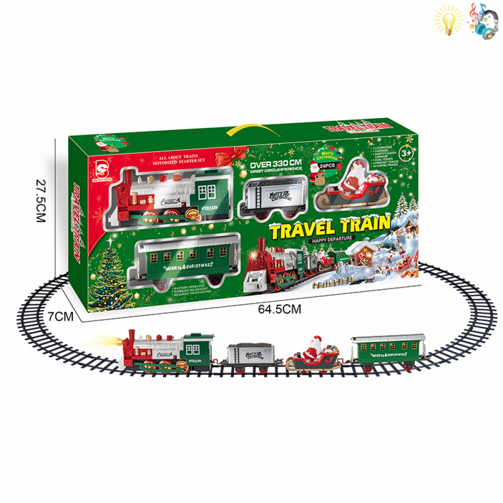 Խաղալիք գնացքի հավաքածու ռեյլսերով, լույսերով, երաժշտությամբ Սուրբ Ծննդյան