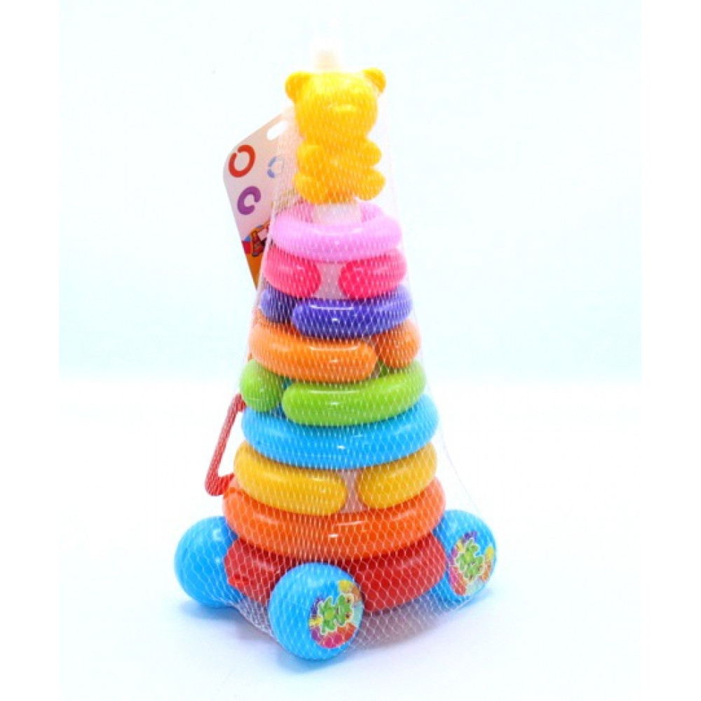 Խաղալիք մանկական բուրգ անիվներով ,յուլա, միջին 35սմ, արջուկով