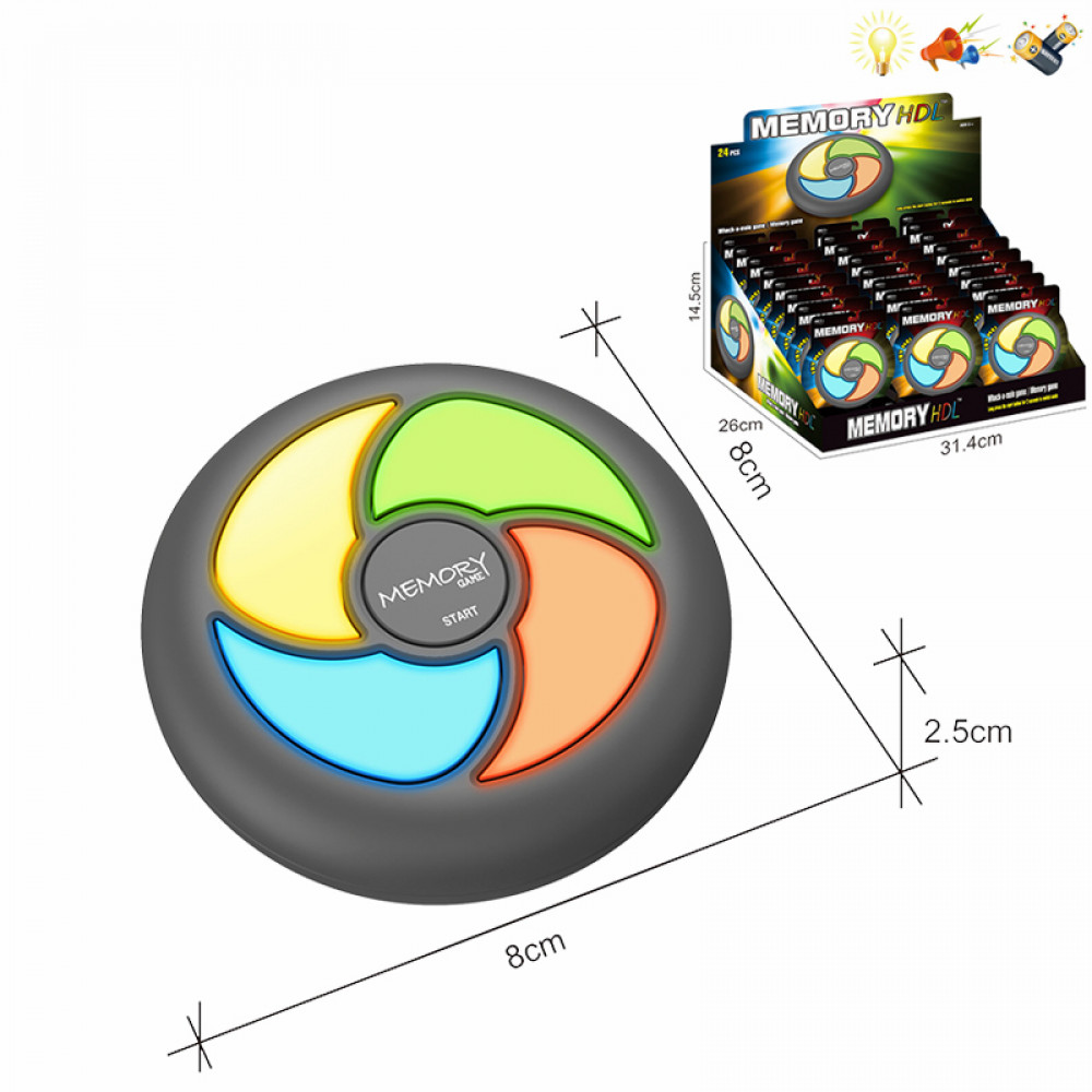 Հիշողության խաղ լույսային և ձայնային էֆեկտներով 24հ-ոց տուփով, էլ-մարտկոցով, 4+1 ստեղնաշար
