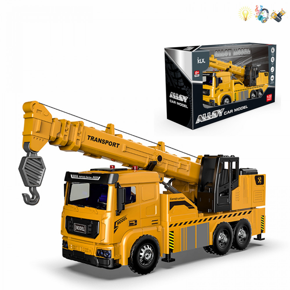 Մեքենա մետաղե մոդել 1։32 շինարարական, վերաբարձ կռունկ, երաժշտական