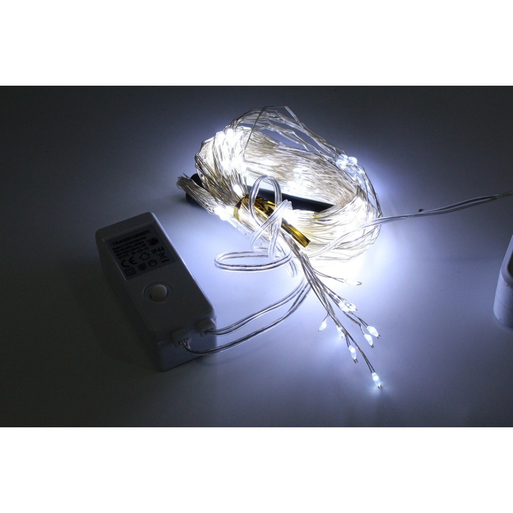 Լույս ամանոր 200 լամպ LED, սպիտակ երանգ, բարակ մետաղալար, 10*2մ.