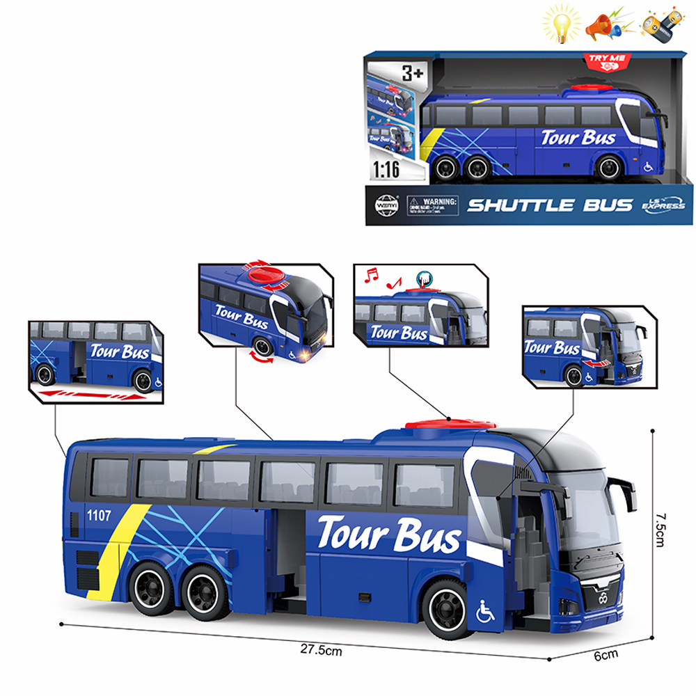 Խաղալիք քաղաքային ավտոբուս 1։16-մաշտաբի մոդել էլեկտրական լույսային էֆեկտներով երաժշտան