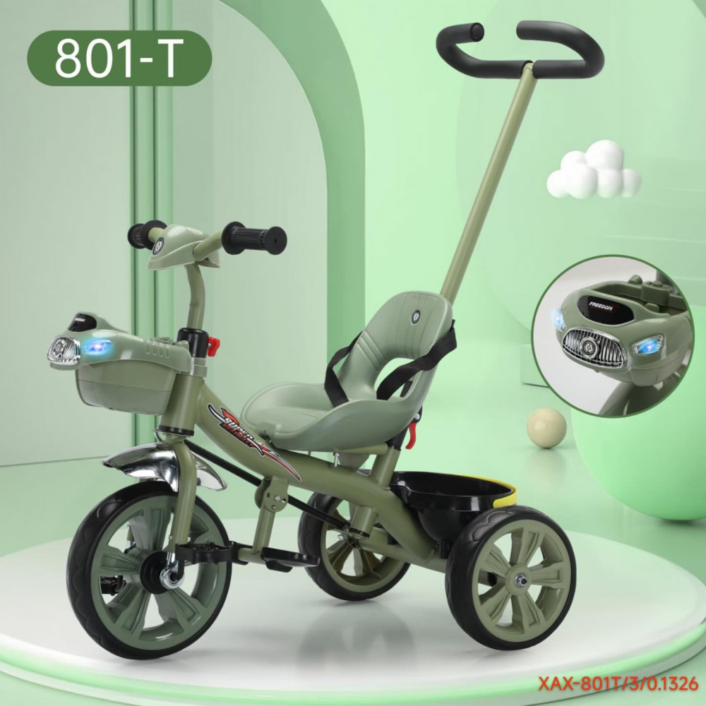 Մանկական եռանիվ հեծանիվ իր հրող ղեկ ձողով, 3-գույն, երաժշտությամբ