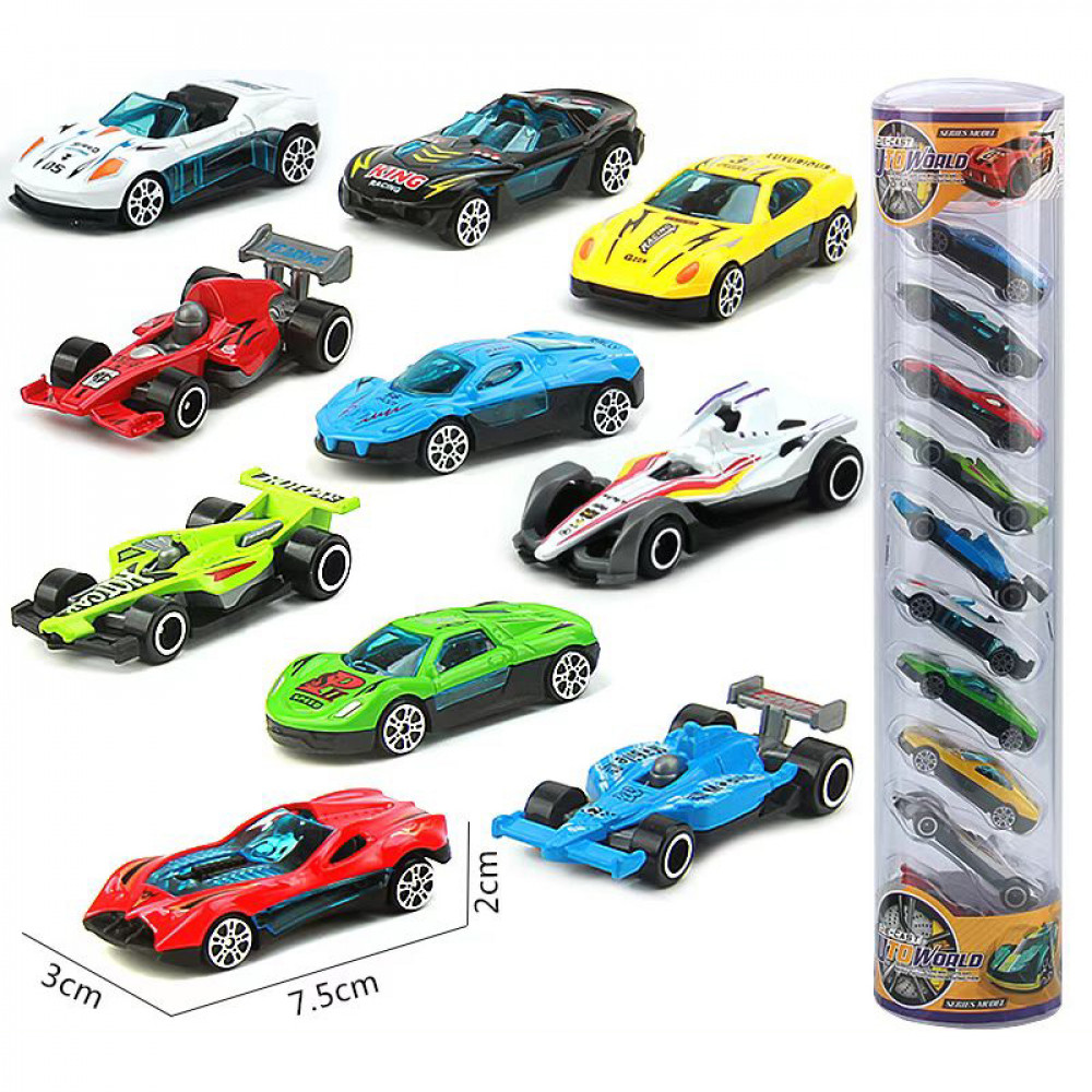 Մեքենաների մետաղե հավաքածու 10հ-ոց մոդելներ թափանցիկ պլաստիկե կոլբայով