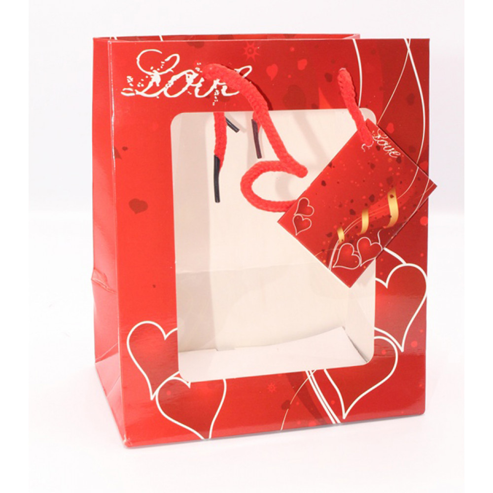 Թղթե նվերի տոպրակ 12հ-ոց փոքր, թափանցիկ երեսով /14*17*10CM