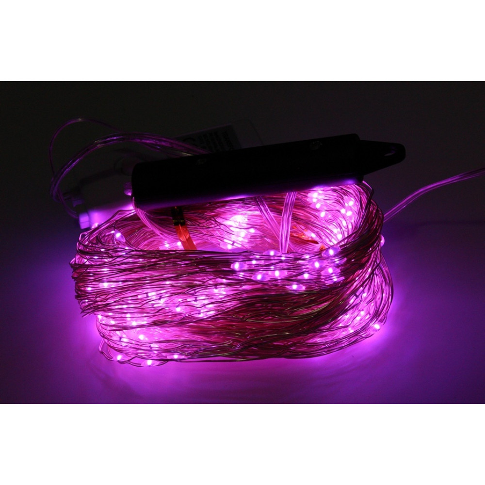 Լույս ամանոր 400 լամպ LED, վարդագույն երանգ, բարակ մետաղալար, 20*2մ.